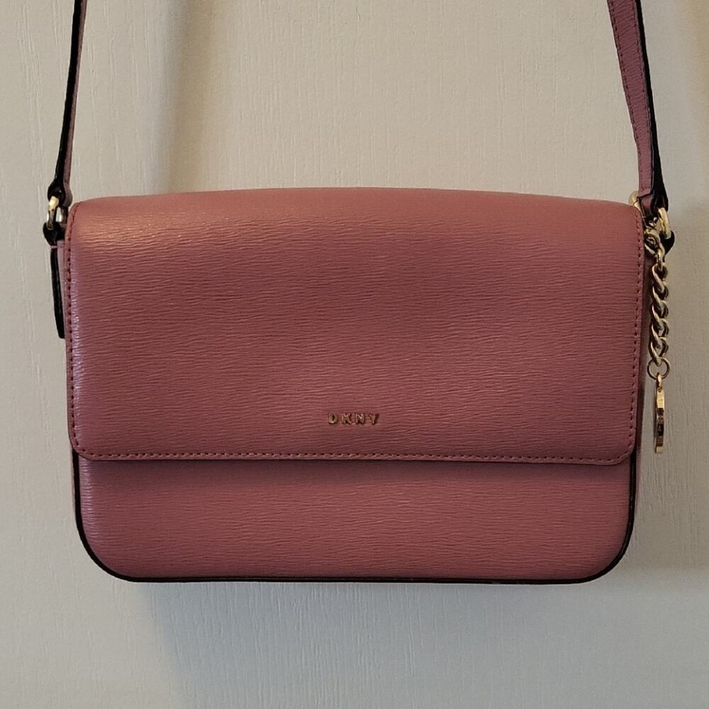 DKNY Leather Rose Crossbody Bag 9 X 6 X 2.5 Purse EUC